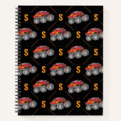 Carnet Motif de Monster Truck Monogramme pour Enfants (Devant)