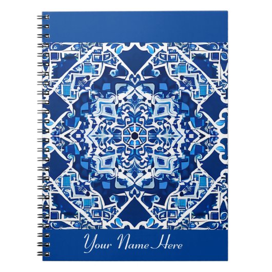 Carnet Motif de mosaïque en Indigo et Cobalt Blue (Devant)