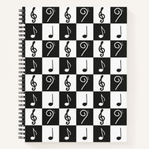 Carnet motif de musique blanche et noire