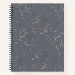 Carnet motif de musique de feuille de couleurs