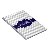 Carnet Motif de Navy Blue Monogram Grey Chevron (Côté Droit)