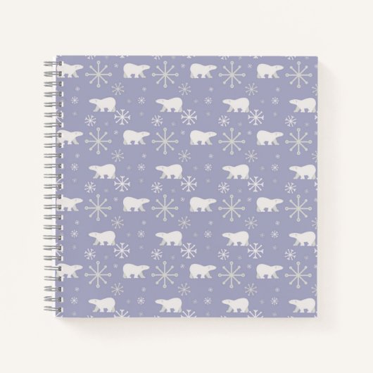 Carnet Motif de Noël avec ours polaires et flocons de nei (Devant)