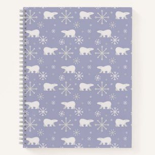 Carnet Motif de Noël avec ours polaires et flocons de nei
