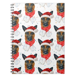 Carnet Motif de Noël étoiles Chien de race Berger Alleman