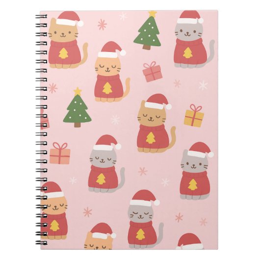 Carnet Motif de Noël mignon avec des chats – Conception d (Devant)