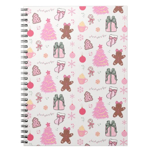 Carnet Motif de Noël rose (Devant)