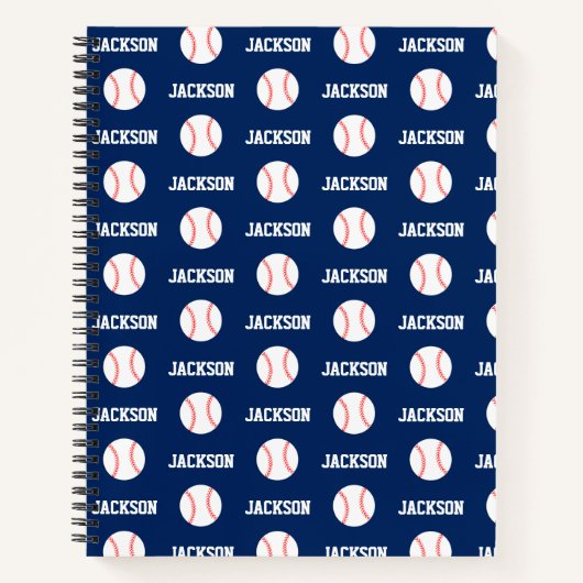 Carnet Motif de nom de baseball bleu marine (Devant)