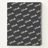 Carnet Motif de nom de script personnalisé Noir et Blanc (Dos)