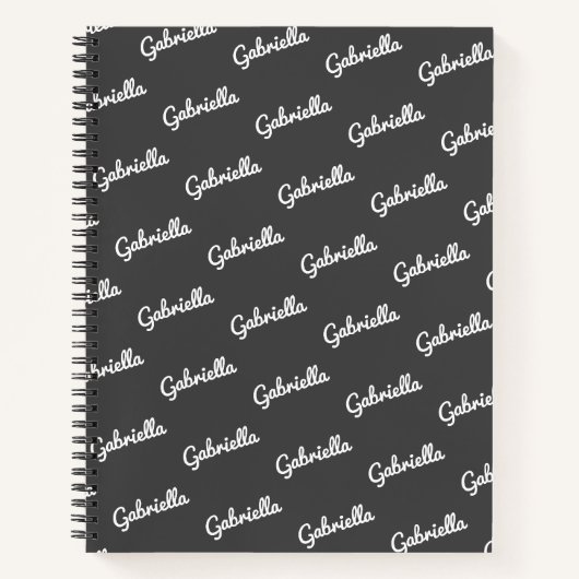 Carnet Motif de nom de script personnalisé Noir et Blanc (Devant)