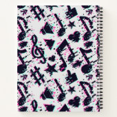 Carnet Motif de notes musicales et de coeurs déformés (Dos)