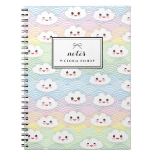 Carnet Motif de nuages pastel colorés Kawaii personnalisé