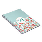 Carnet Motif de pamplemousse rose sur les rayures vertes (Côté Droit)