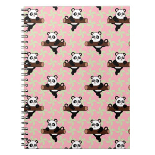 Carnet Motif de panda mignon sur fond rose – Sans couture