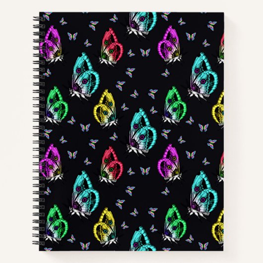 Carnet Motif de papillon noir coloré (Devant)