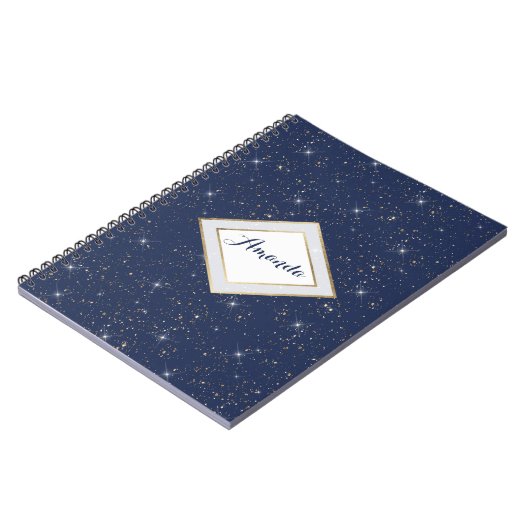 Carnet Motif de parties scintillant en or brillant bleu m (Côté gauche)