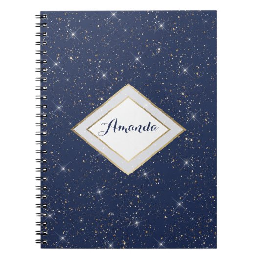 Carnet Motif de parties scintillant en or brillant bleu m (Devant)
