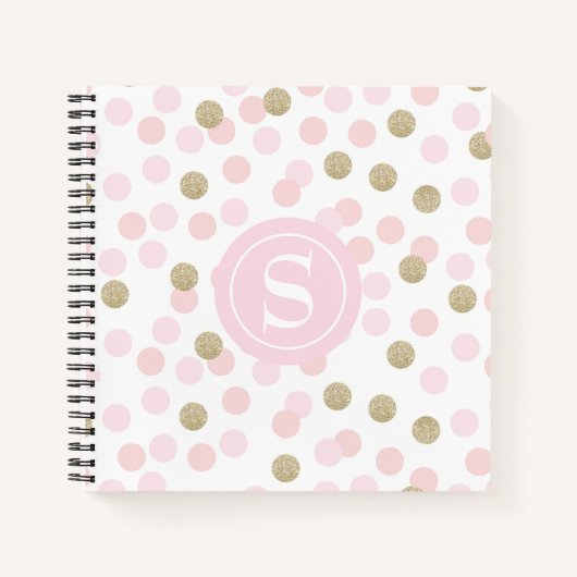 Carnet Motif de Parties scintillant Monogram Pink et Faux (Devant)