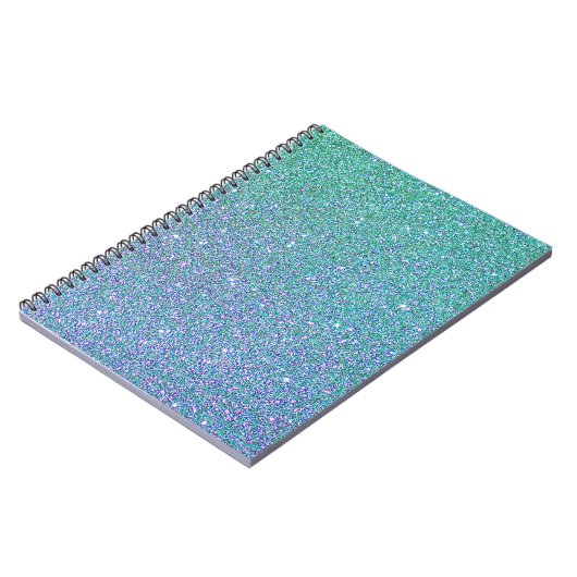 Carnet Motif de Parties scintillant Turquoise bleu vert t (Côté gauche)
