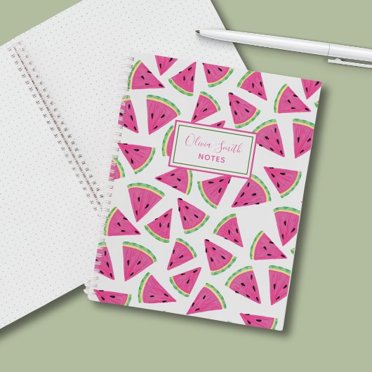 Carnet Motif de pastèque rose personnalisé d'été