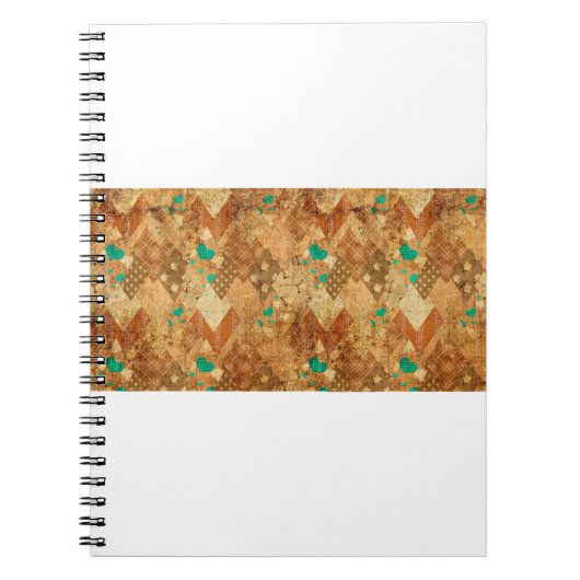 Carnet Motif de patchwork de grunge Brown avec étoiles et (Devant)