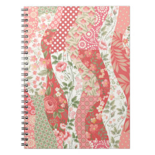 Carnet motif de patchwork transparent avec roses