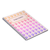 Carnet Motif de patte multicolore sur rose (Côté Droit)