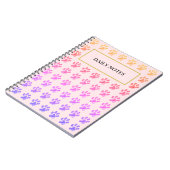 Carnet Motif de patte multicolore sur rose (Côté gauche)