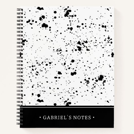 Carnet Motif de peinture noire | Ajouter Votre Nom (Devant)