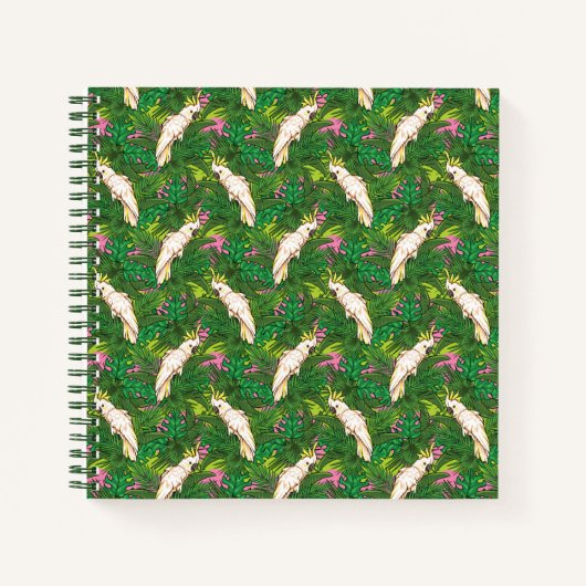 Carnet Motif de perroquets avec Feuilles de palme (Devant)