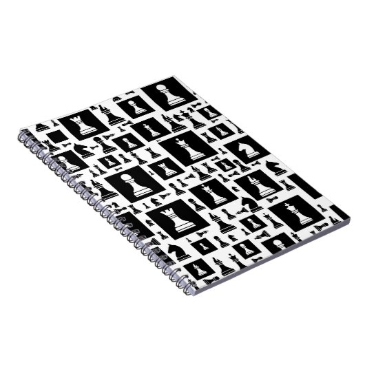 Carnet Motif de pièces d'échecs - noir et blanc (Côté Droit)