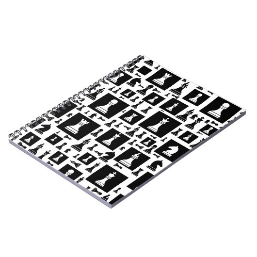 Carnet Motif de pièces d'échecs - noir et blanc (Côté gauche)