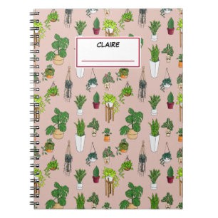 Carnet Motif de plantes d'intérieur amusantes Nom personn