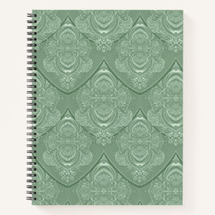 Carnet Motif de plume Art Nouveau en vert