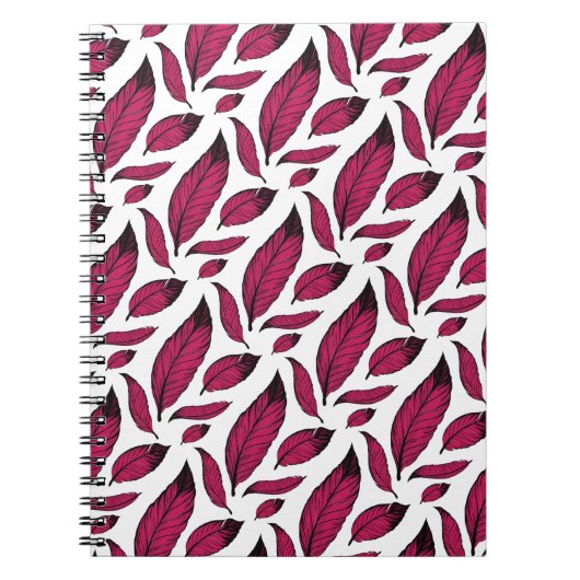 Carnet Motif de plume rose vibrant (Devant)