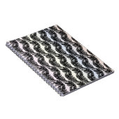 Carnet Motif de plumes Peacock abstrait noir et blanc (Côté Droit)