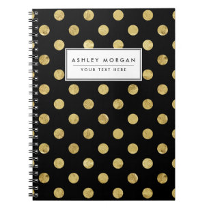 Carnet Motif de point élégant de polka de feuille d'or