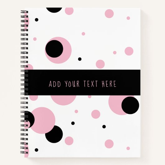 Carnet Motif de point Polka Abstrait rose noir (Devant)