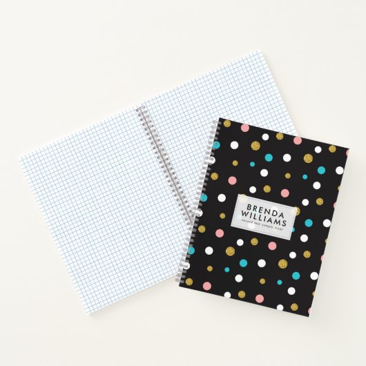 Carnet Motif de points aléatoires colorés (Intérieur)
