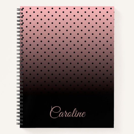 Carnet Motif de points noirs et Roses (Devant)