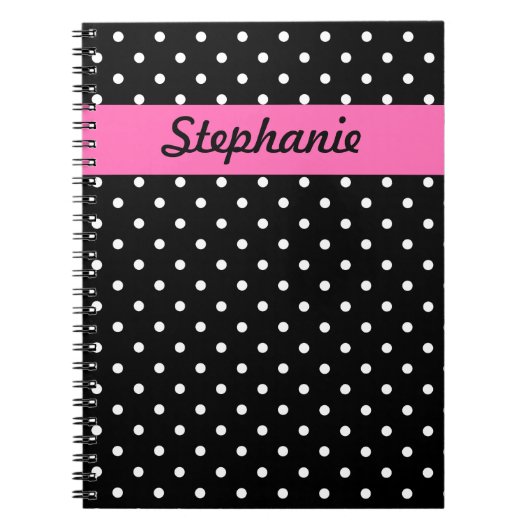 Carnet Motif de points Polka blanc et noir (Devant)