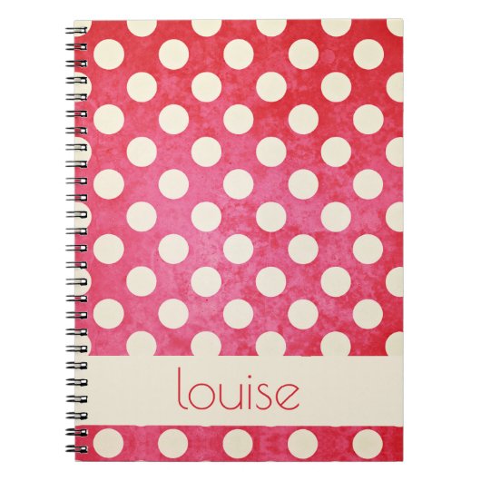 Carnet Motif de points Polka blanc Vintage personnalisé (Devant)