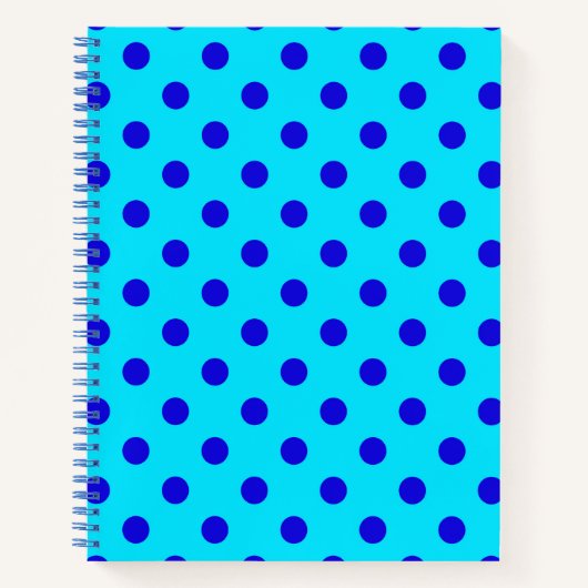 Carnet Motif de points polka bleu sur cyan (Devant)