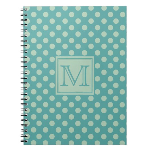Carnet Motif de points sarcelle Monogramme (Devant)