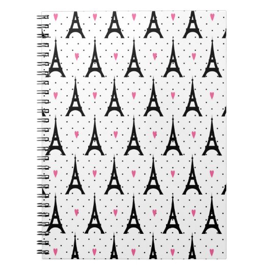 Carnet Motif de pois et de coeurs de Tour Eiffel (Devant)