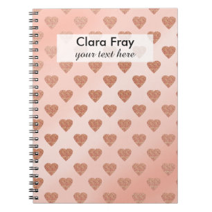 Carnet motif de pois rose de coeurs d'amour de parties