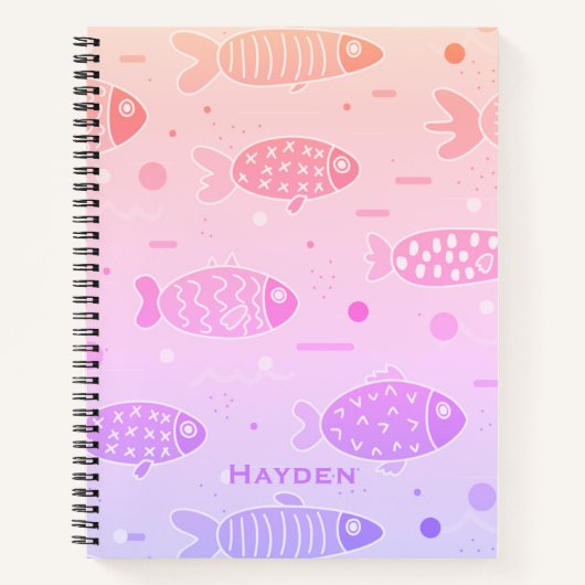 Carnet Motif de poisson couché de soleil rayonnant modern (Devant)