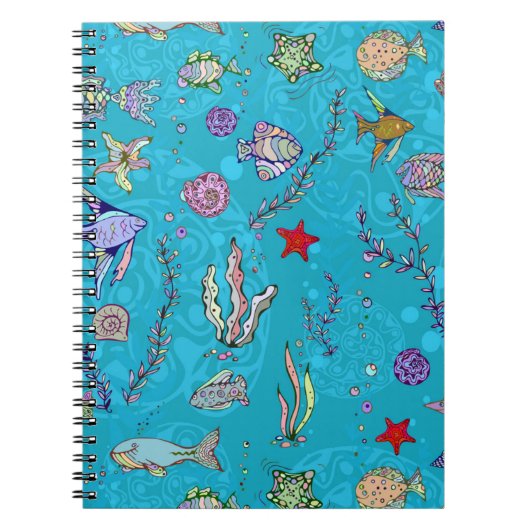 Carnet Motif de poissons de turquoise (Devant)