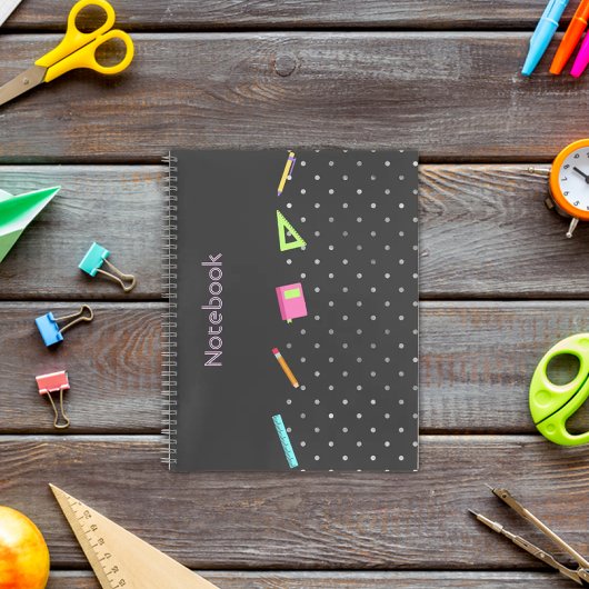 Carnet motif de polka gris