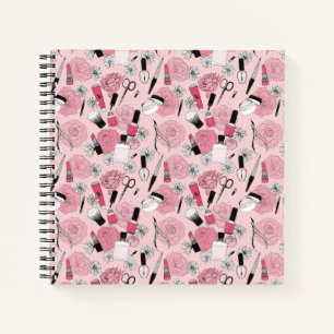 Carnet Motif de produits de beauté florale rose
