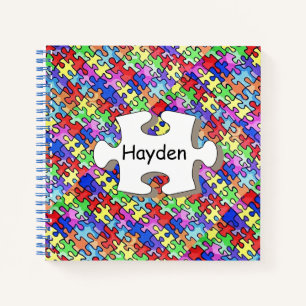 Carnet Motif de puzzle personnalisé coloré